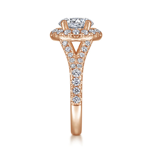 14K Rose Gold Round Halo Diamond Engagement Ring