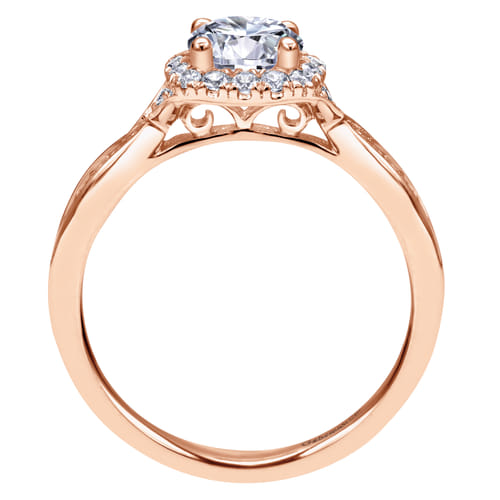 14K Rose Gold Round Halo Diamond Engagement Ring