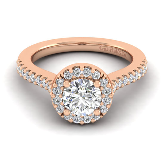 Gabriel - 14K Rose Gold Round Halo Diamond Engagement Ring