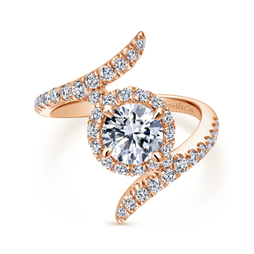 14K Rose Gold Round Halo Diamond Engagement Ring 14K Rose Gold Round Halo Diamond Engagement Ring