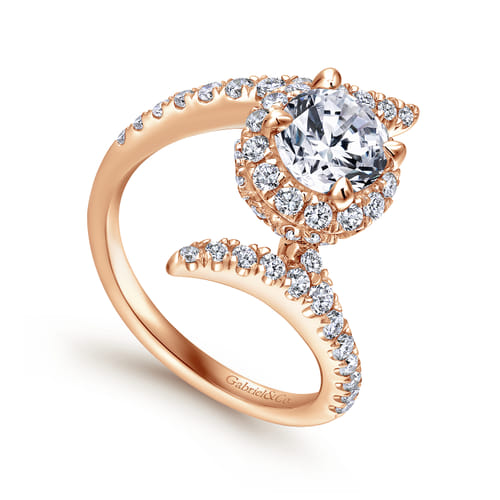 14K Rose Gold Round Halo Diamond Engagement Ring 14K Rose Gold Round Halo Diamond Engagement Ring