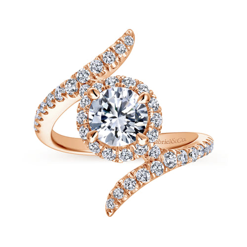 14K Rose Gold Round Halo Diamond Engagement Ring 14K Rose Gold Round Halo Diamond Engagement Ring