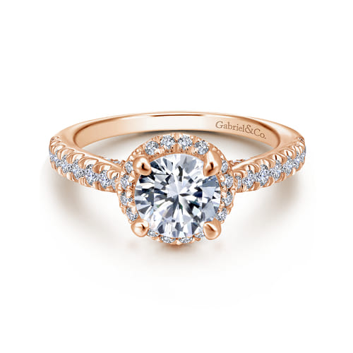14K Rose Gold Round Halo Diamond Engagement Ring 14K Rose Gold Round Halo Diamond Engagement Ring