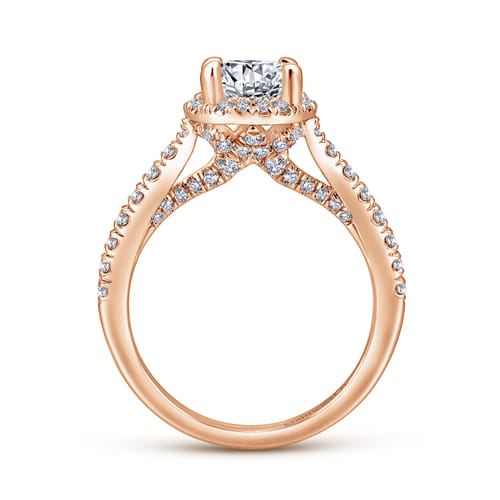 14K Rose Gold Round Halo Diamond Engagement Ring 14K Rose Gold Round Halo Diamond Engagement Ring