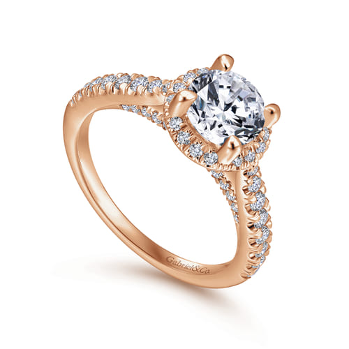 14K Rose Gold Round Halo Diamond Engagement Ring 14K Rose Gold Round Halo Diamond Engagement Ring