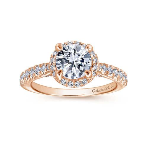 14K Rose Gold Round Halo Diamond Engagement Ring 14K Rose Gold Round Halo Diamond Engagement Ring