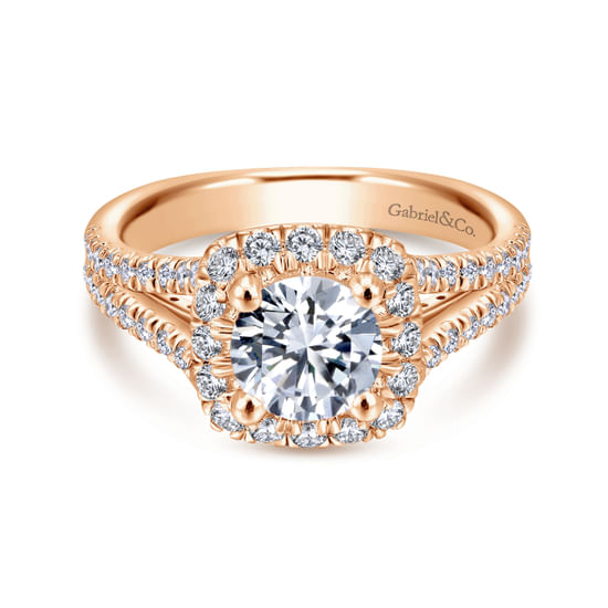 Gabriel - 14K Rose Gold Round Halo Diamond Engagement Ring