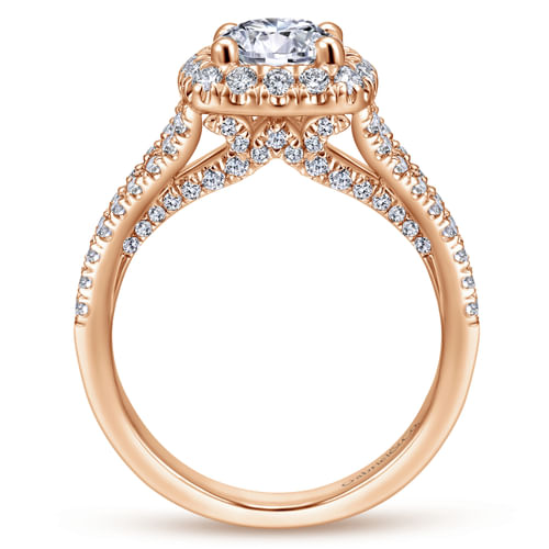14K Rose Gold Round Halo Diamond Engagement Ring