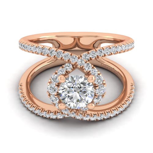 14K Rose Gold Round Halo Diamond Engagement Ring 14K Rose Gold Round Halo Diamond Engagement Ring