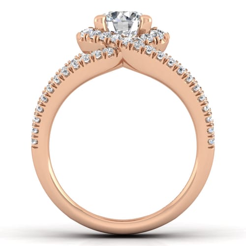 14K Rose Gold Round Halo Diamond Engagement Ring 14K Rose Gold Round Halo Diamond Engagement Ring
