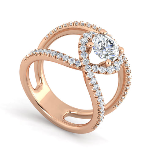 14K Rose Gold Round Halo Diamond Engagement Ring 14K Rose Gold Round Halo Diamond Engagement Ring