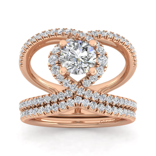 14K Rose Gold Round Halo Diamond Engagement Ring 14K Rose Gold Round Halo Diamond Engagement Ring