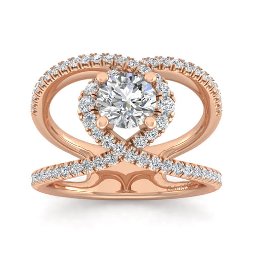 14K Rose Gold Round Halo Diamond Engagement Ring 14K Rose Gold Round Halo Diamond Engagement Ring
