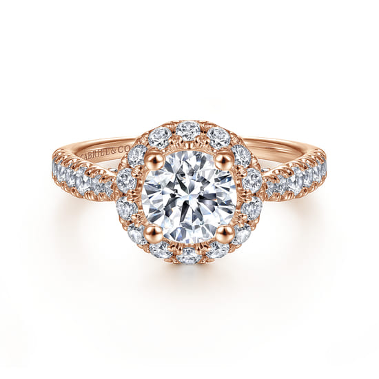 Gabriel - 14K Rose Gold Round Halo Diamond Engagement Ring