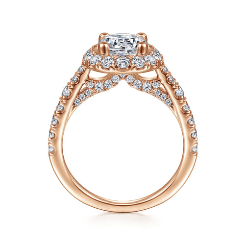 14K Rose Gold Round Halo Diamond Engagement Ring