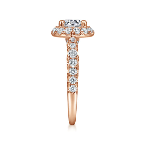 14K Rose Gold Round Halo Diamond Engagement Ring