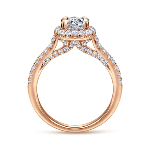 14K Rose Gold Round Halo Diamond Engagement Ring 14K Rose Gold Round Halo Diamond Engagement Ring