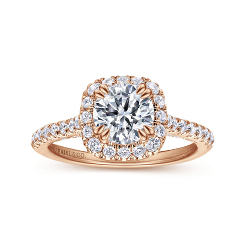 14K Rose Gold Round Halo Diamond Engagement Ring 14K Rose Gold Round Halo Diamond Engagement Ring