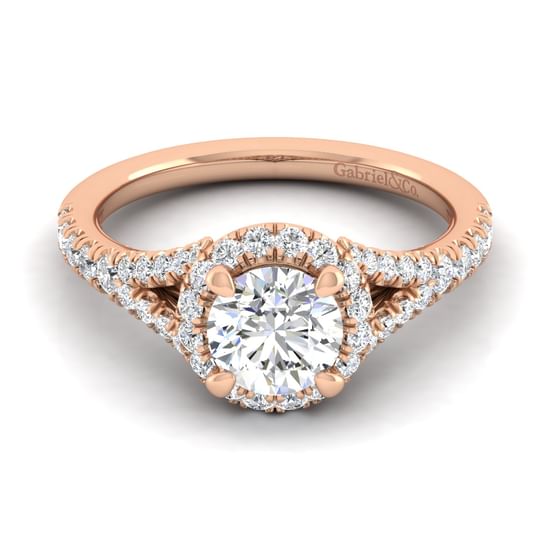 Gabriel - 14K Rose Gold Round Halo Diamond Engagement Ring