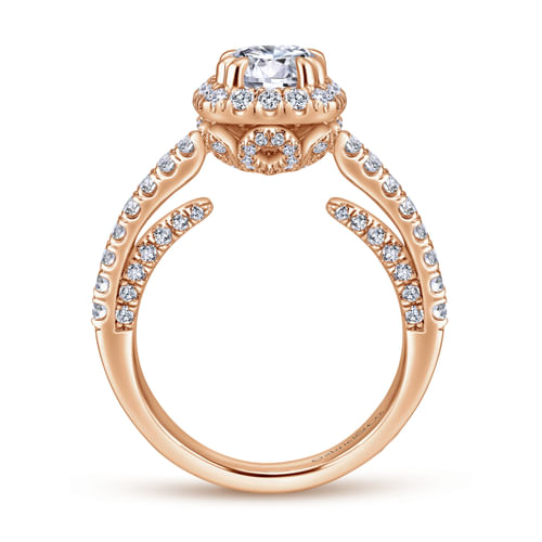 14K Rose Gold Round Halo Diamond Engagement Ring