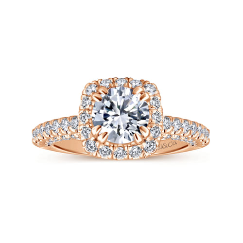 14K Rose Gold Round Halo Diamond Engagement Ring