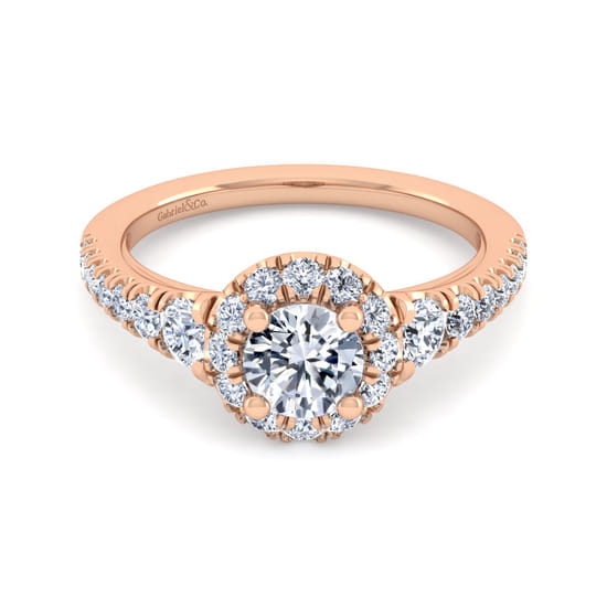 Gabriel - 14K Rose Gold Round Halo Diamond Engagement Ring