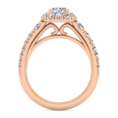 14K Rose Gold Round Halo Diamond Engagement Ring