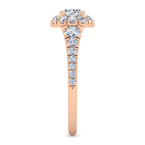 14K Rose Gold Round Halo Diamond Engagement Ring