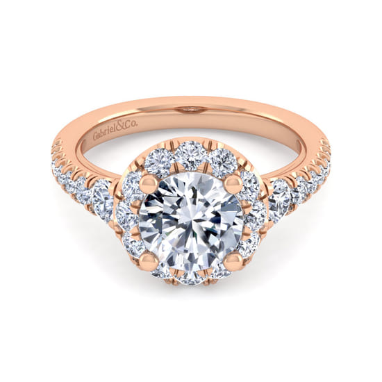 Gabriel - 14K Rose Gold Round Halo Diamond Engagement Ring