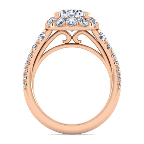14K Rose Gold Round Halo Diamond Engagement Ring