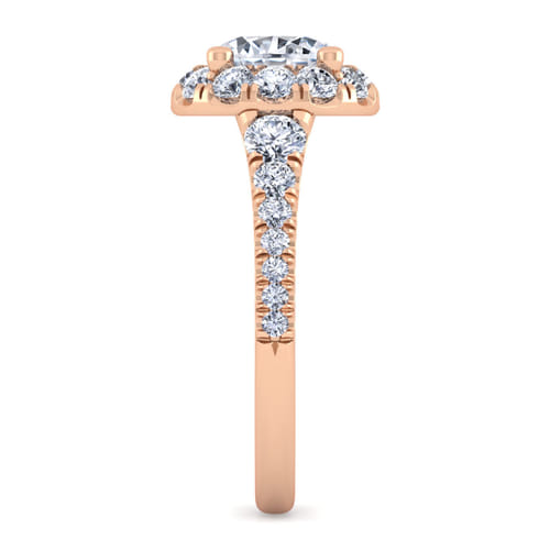 14K Rose Gold Round Halo Diamond Engagement Ring