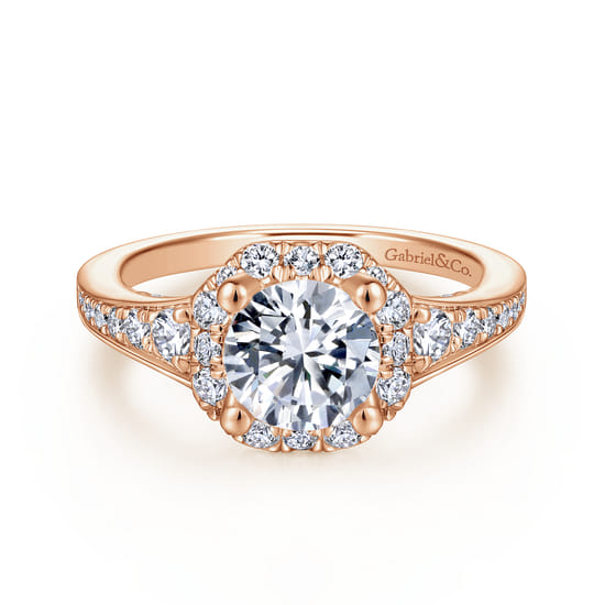 Gabriel - 14K Rose Gold Round Halo Diamond Engagement Ring