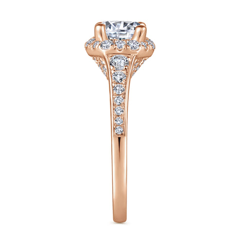 14K Rose Gold Round Halo Diamond Engagement Ring