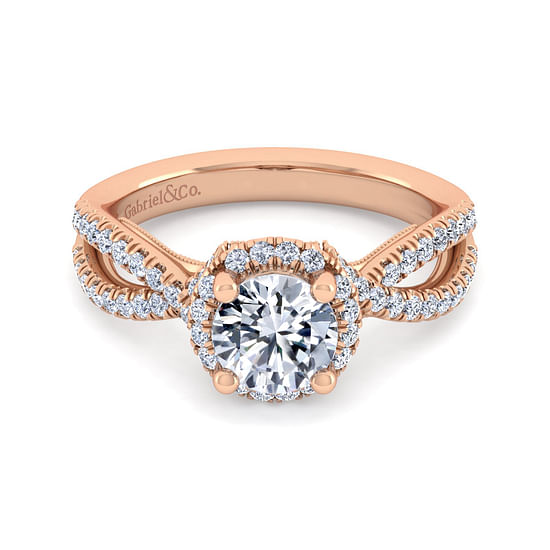 Gabriel - 14K Rose Gold Round Halo Diamond Engagement Ring