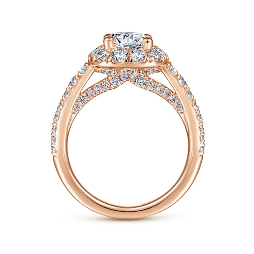 14K Rose Gold Round Halo Diamond Engagement Ring
