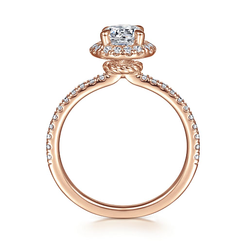 14K Rose Gold Round Halo Diamond Engagement Ring