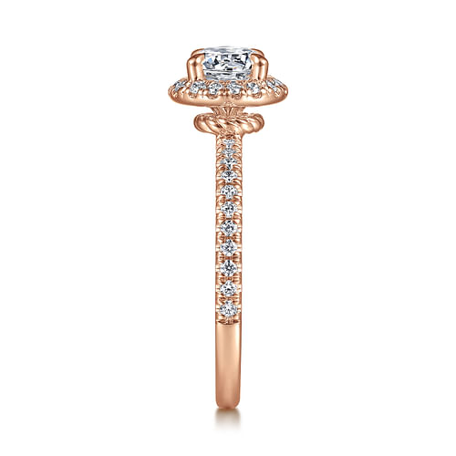 14K Rose Gold Round Halo Diamond Engagement Ring