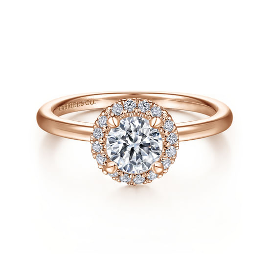 Gabriel - 14K Rose Gold Round Halo Diamond Engagement Ring