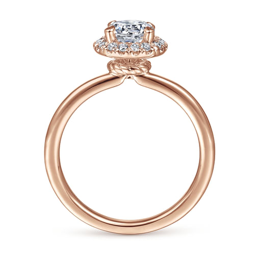 14K Rose Gold Round Halo Diamond Engagement Ring