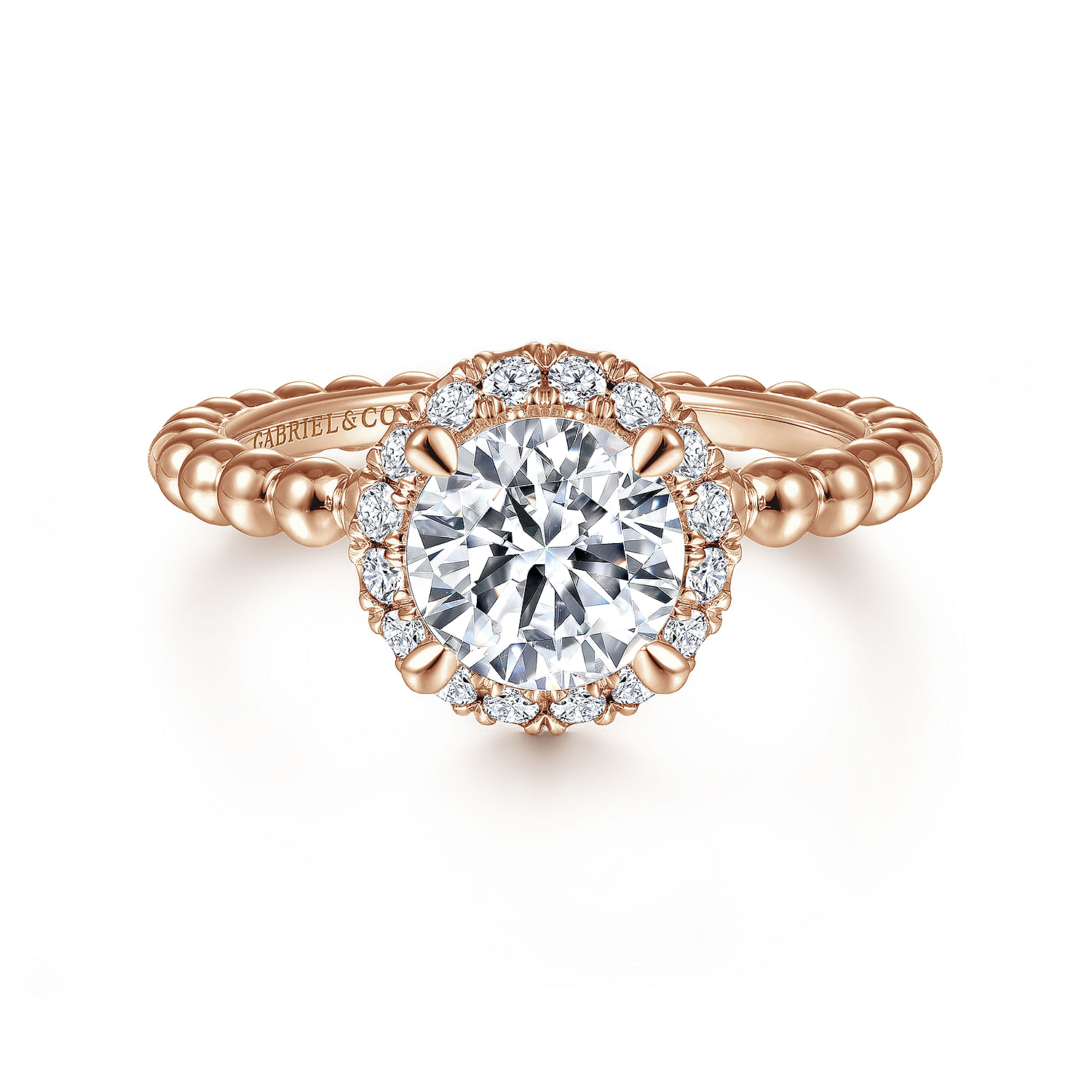 Gabriel - 14K Rose Gold Round Halo Diamond Engagement Ring