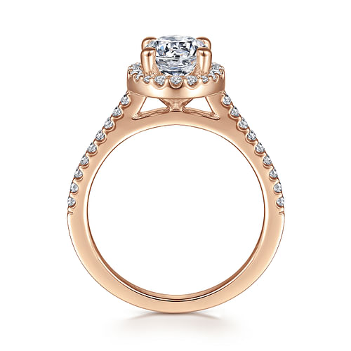 14K Rose Gold Round Halo Diamond Engagement Ring