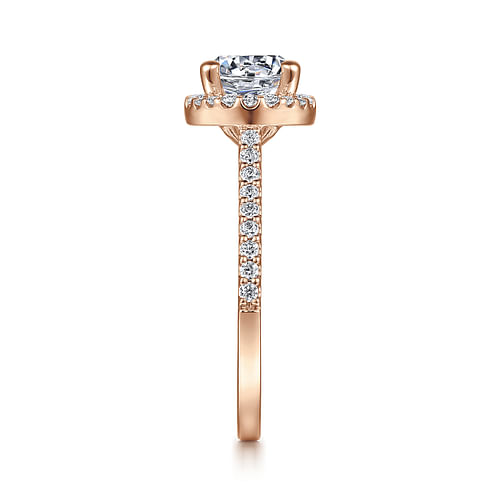 14K Rose Gold Round Halo Diamond Engagement Ring