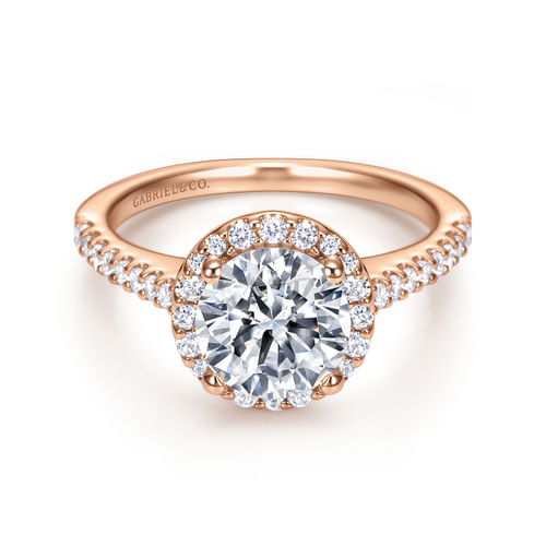 14K Rose Gold Round Halo Diamond Engagement Ring