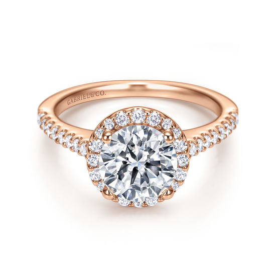 Gabriel - 14K Rose Gold Round Halo Diamond Engagement Ring