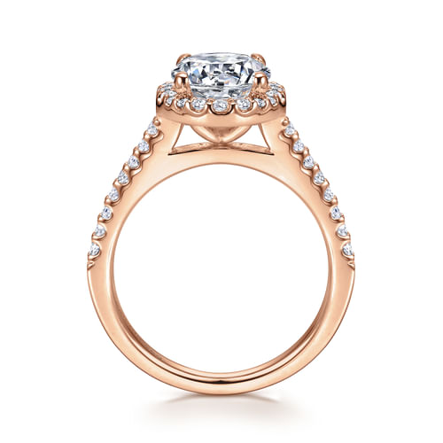 14K Rose Gold Round Halo Diamond Engagement Ring