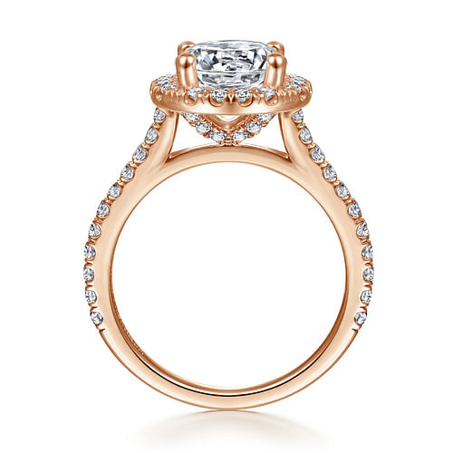 14K Rose Gold Round Halo Diamond Engagement Ring