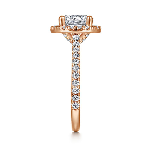 14K Rose Gold Round Halo Diamond Engagement Ring