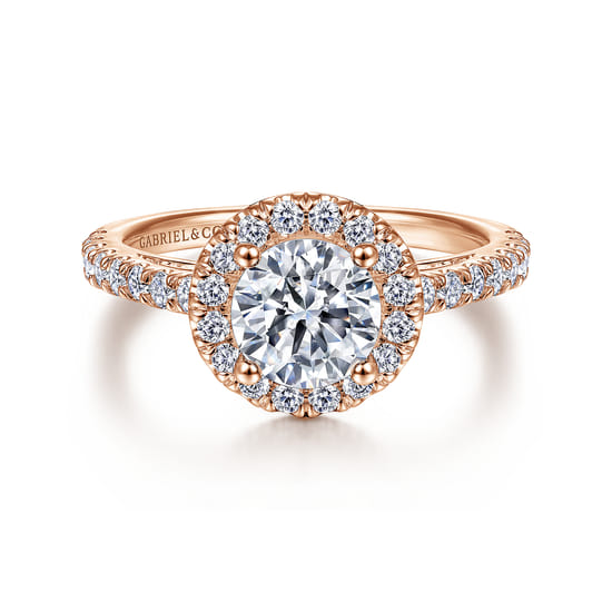 Gabriel - 14K Rose Gold Round Halo Diamond Engagement Ring