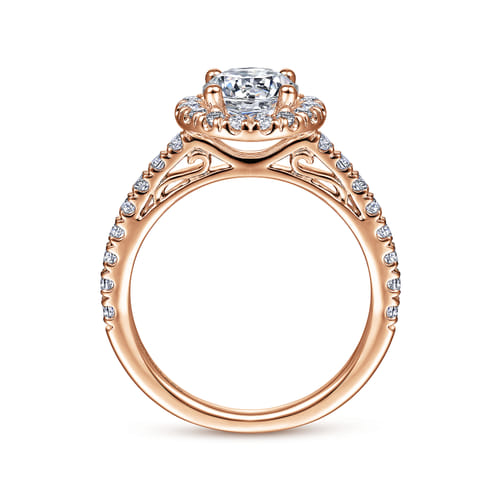14K Rose Gold Round Halo Diamond Engagement Ring 14K Rose Gold Round Halo Diamond Engagement Ring