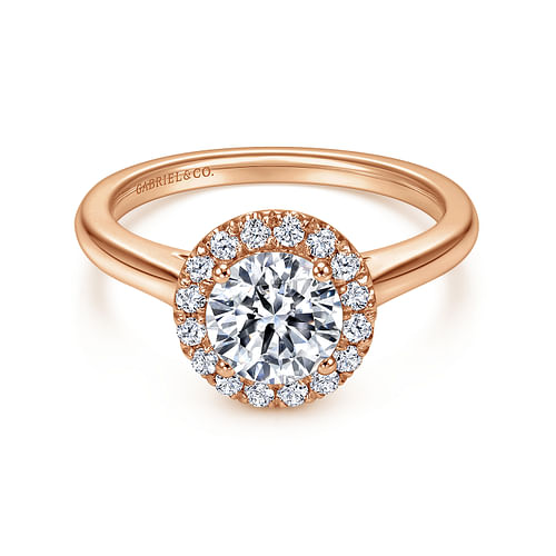 14K Rose Gold Round Halo Diamond Engagement Ring